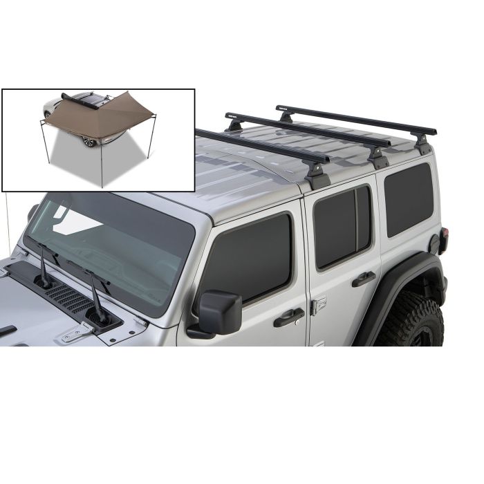Rhino-Rack  3-Bar Backbone Roof Rack with Quick Mount Legs for 18-20 Jeep Wrangler JL Unlimited with Hardtop