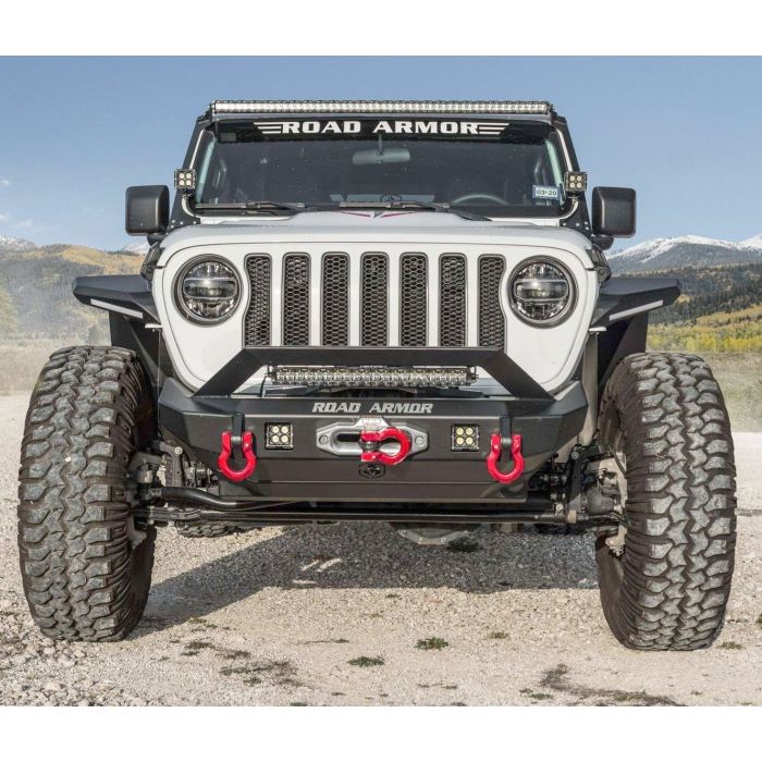 Road Armor  Stealth Mid Width Front Winch Bumper for 18-20 Jeep Wrangler JL & Gladiator JT