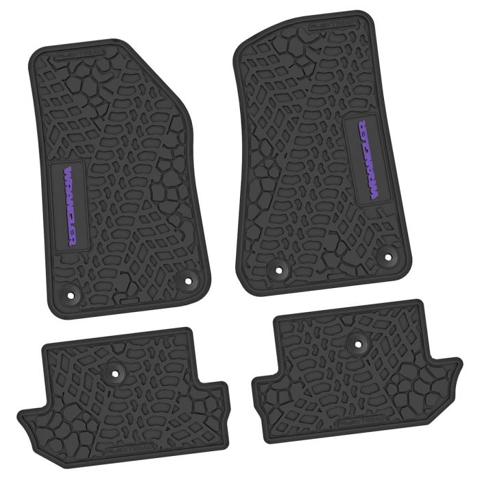 18-24 Jeep JL 2 Dr Front and RearTire Tread/Scorched Earth Scene w/ Wrangler Insert - Black w/ Purple Insert