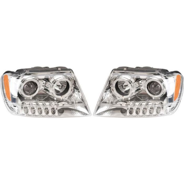 HEADLIGHTS 99-04 WJ PROJE W/HALO CHR    111044