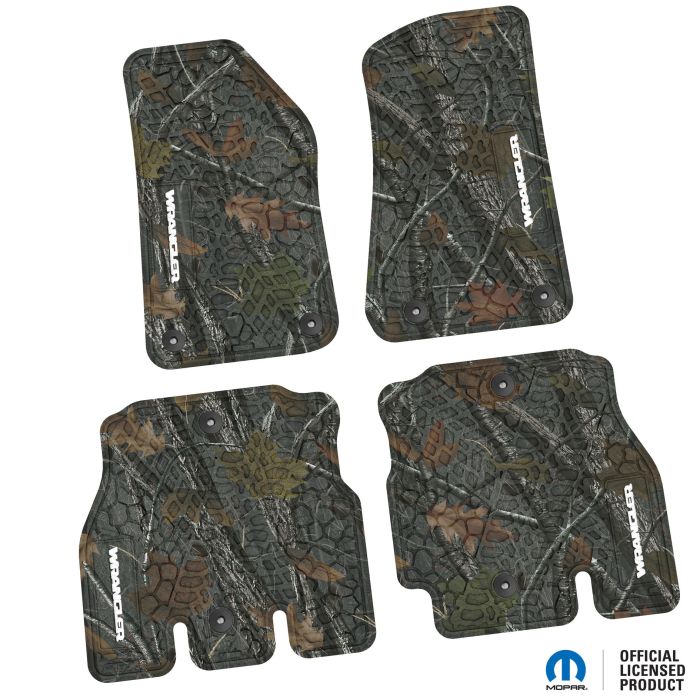 18-24 Jeep JLU 4 Dr Front and Rear -Tire Tread/Scorched Earth Scene w/ Wrangler Insert - Rugged Woods w/ White insert