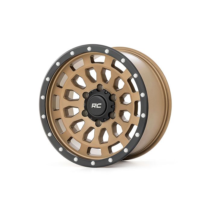 Rough Country 87170918 87 Series Wheel in Bronze with Black Simulated Beadlock for 07-26 Jeep Wrangler JK, JL & Gladiator JT