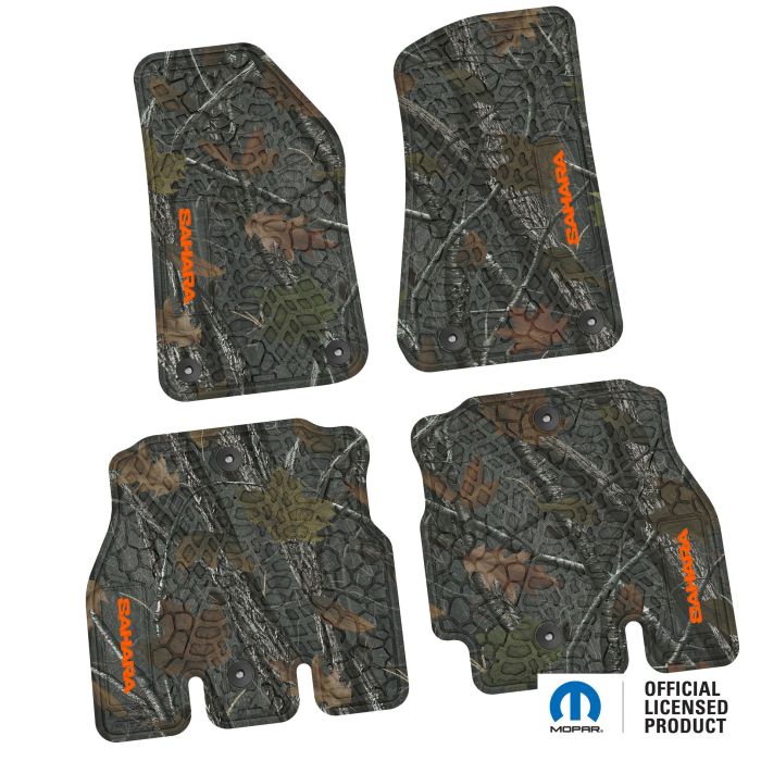 18-24 Jeep JLU 4 Dr Front and Rear -Tire Tread/Scorched Earth Scene w/ Sahara Insert - Rugged Woods w/ Orange insert