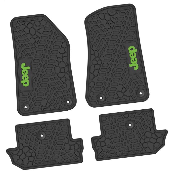 18-24 Jeep JL 2 Dr Front and RearTire Tread/Scorched Earth Scene w/ JEEP Insert - Black w/ Lime Insert