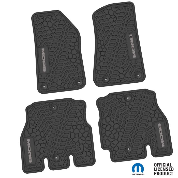18-24 Jeep JLU 4 Dr Front and Rear -Tire Tread/Scorched Earth Scene w/ MOAB Insert - Black w/ Silver Insert