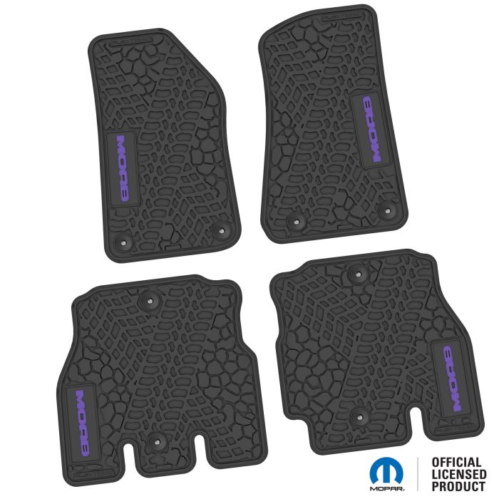 18-24 Jeep JLU 4 Dr Front and Rear -Tire Tread/Scorched Earth Scene w/ MOAB Insert - Black w/ Purple Insert