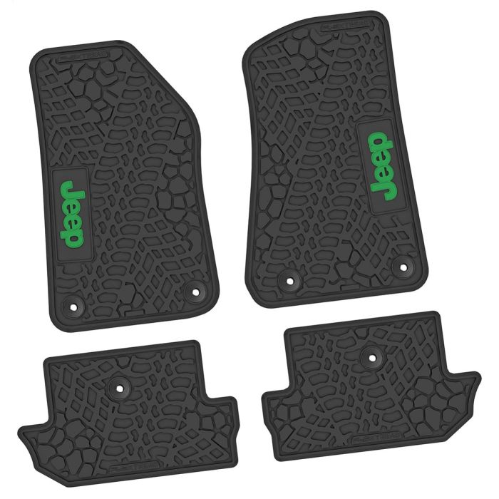 18-24 Jeep JL 2 Dr Front and RearTire Tread/Scorched Earth Scene w/ JEEP Insert - Black w/ Green Insert