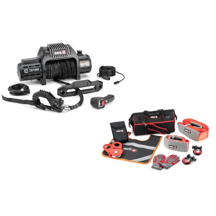 RES-Q WINCH 12K WITH SYNTHETIC WINCH CABLE W/STRAP STYLE RECOVERY KIT