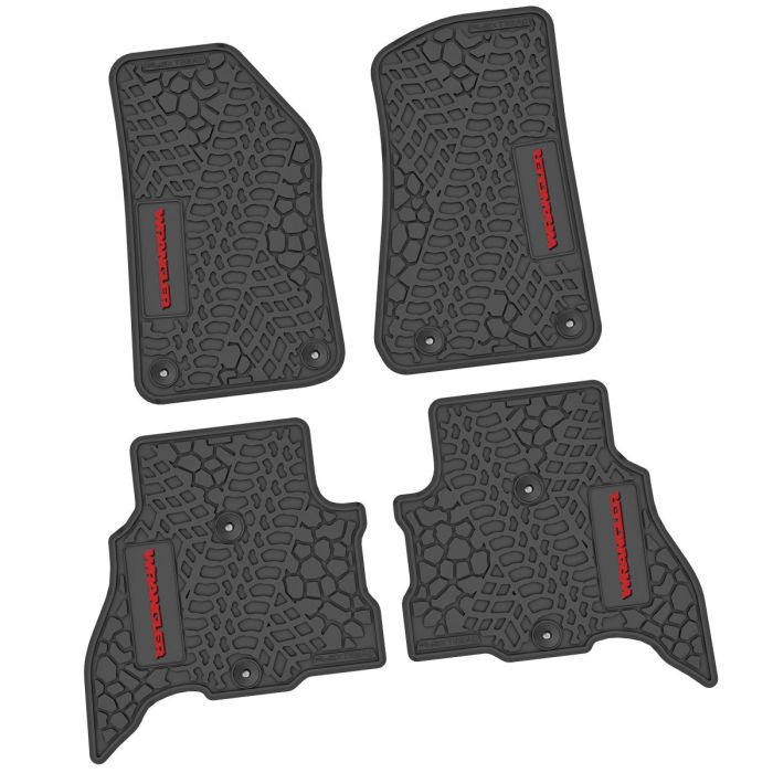 21-24 Jeep 4xe Front and RearTire Tread/Scorched Earth Scene w/ Wrangler Insert - Black w/ Red Insert