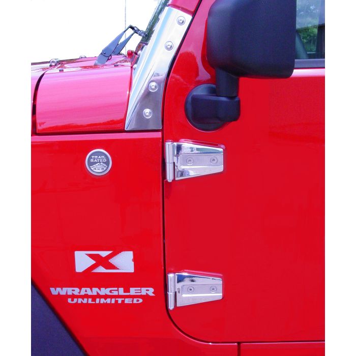 Kentrol  Stainless Steel Door Hinge Set for 07-18 Jeep Wrangler JK 2 Door