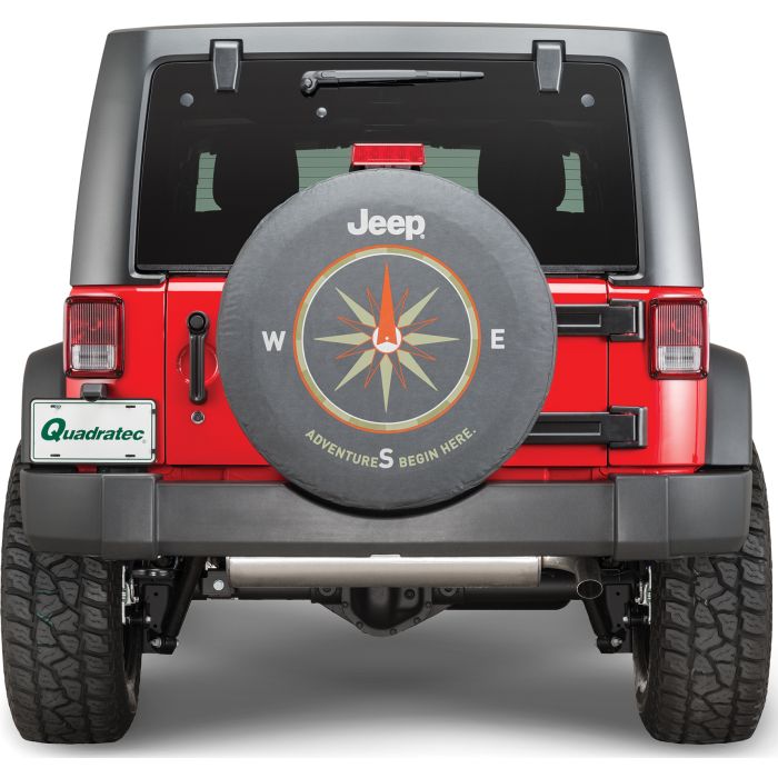 Mopar  Jeep Logo Tire Cover Black Denim with "Adventures Begin Here."
