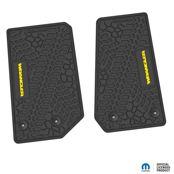 14-18 Jeep JK 2 Dr Front -Tire Tread/Scorched Earth Scene w/ Wrangler Insert - Black w/ Yellow Insert
