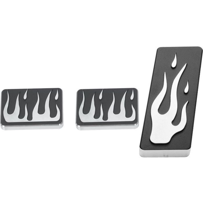 BILLET PEDALS 97-06 TJ MAN FLAMES BLK