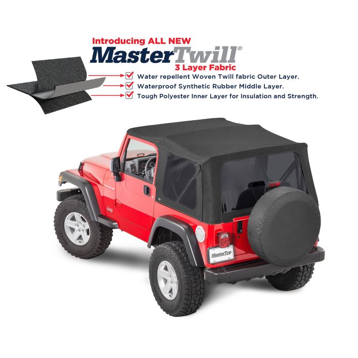 MasterTop  Replacement Soft Top with Tinted Windows in MasterTwill® Fabric   for 97-06 Jeep Wrangler TJ