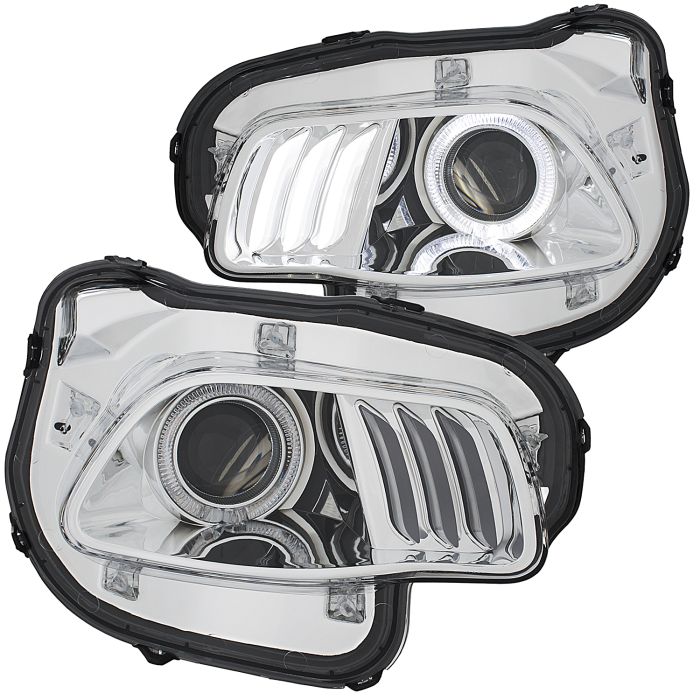 Projector Headlights Chrome clear  w/ white & Red 14-18 CHEROKEE