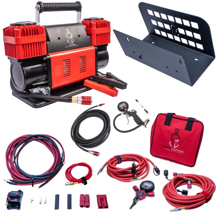 Thor's Lightning  12v True Dual Portable Air Compressor Ultimate Setup Bundle for 20-24 Jeep Gladiator JT