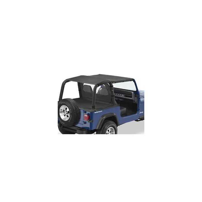 Bestop FTOP BLK Safari Bikini, Duster & Windjammer Summer Combo in Black Denim for 92-95 Jeep Wrangler YJ with O.E. Soft Top