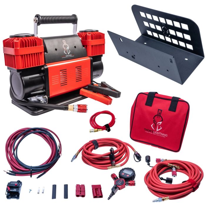 Thor's Lightning  12v True Dual Portable Air Compressor Ultimate Setup Bundle for 76-06 Jeep CJ, Wrangler YJ & TJ
