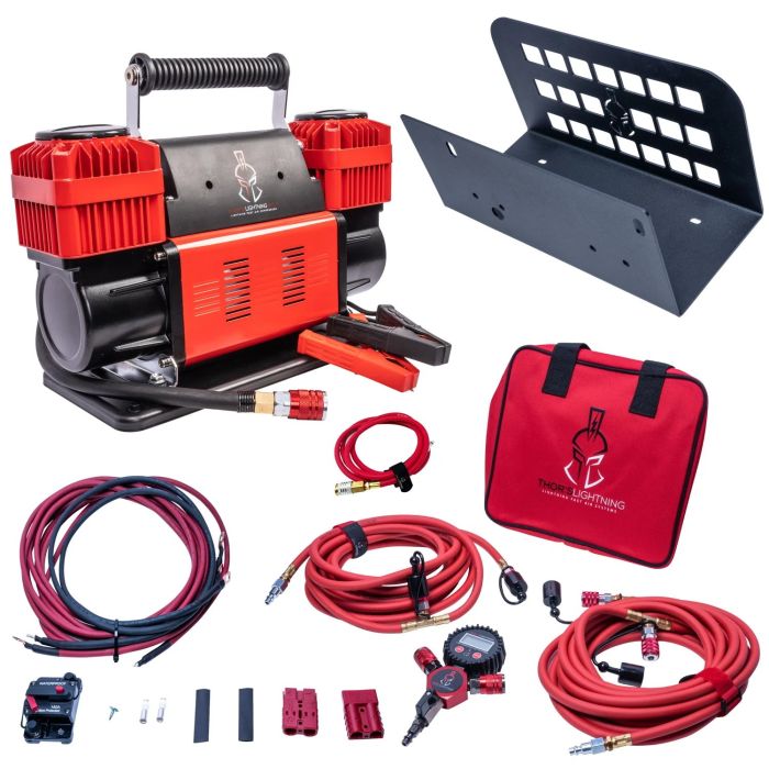 Thor's Lightning  12v True Dual Portable Air Compressor Ultimate Setup Bundle for 76-06 Jeep CJ, Wrangler YJ & TJ