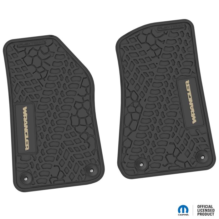 18-24 Jeep JL 2 Dr Front -Tire Tread/Scorched Earth Scene w/ Wrangler Insert - Black w/ Tan Insert