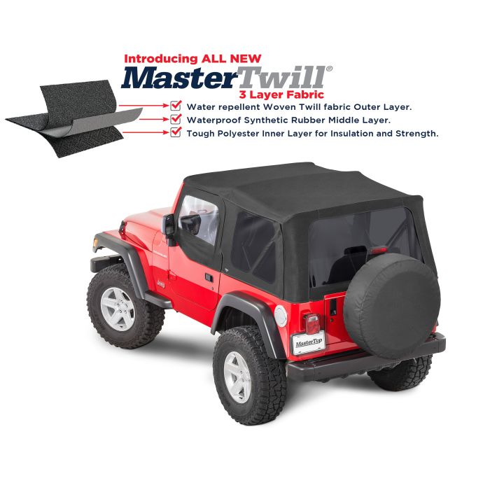 MasterTop  Complete Soft Top Kits in MasterTwill® Fabric  for 97-06 Jeep Wrangler TJ