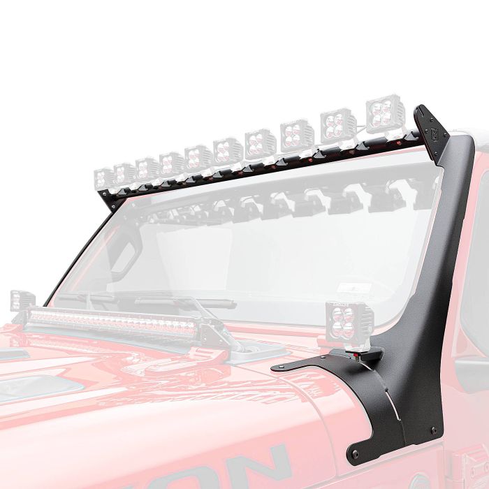 ZROADZ 2018-2023 Jeep Gladiator, JL Multi-LED Roof Cross Bar and 2-Pod A-Pillar Brackets ONLY, Holds (12) 3-Inch ZROADZ Light Pods