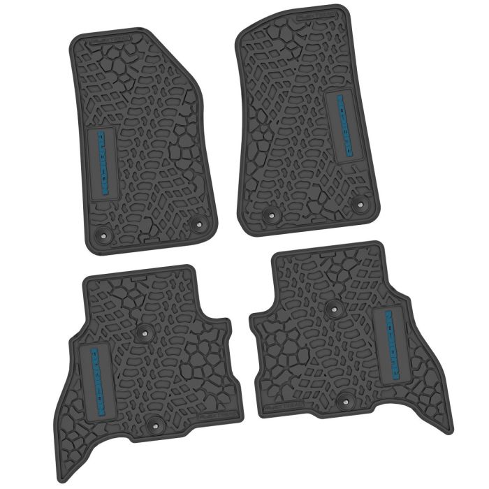 21-24 Jeep 4xe Front and RearTire Tread/Scorched Earth Scene w/ Rubicon Insert - Black w/ Dark Blue Insert