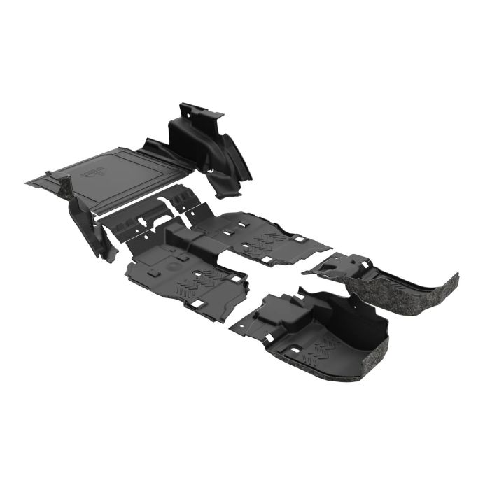 18-23 JLU 4DR full vehicle kit front and rear flooring cargo mat closeout wheelhouse covers WITH subwoofer mesa smoke