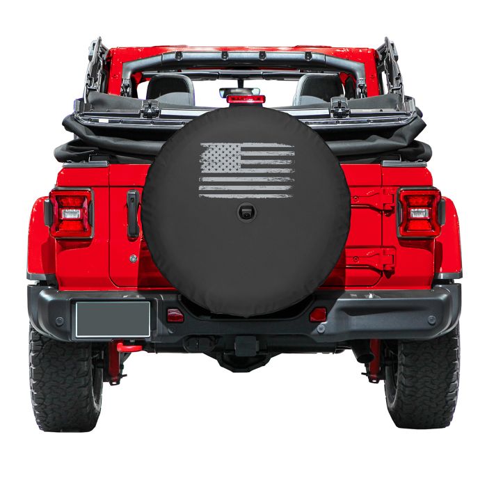 Boomerang Enterprises  Distressed American Flag Logo Tire Cover for 18-21 Jeep Wrangler JL