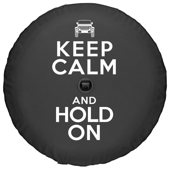 Boomerang Enterprises  Keep Calm and Hold On Logo Tire Cover for 18-20 Jeep Wrangler JL