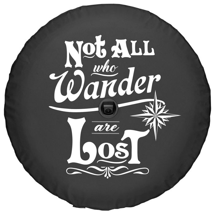 Boomerang Enterprises  Not All Who Wander Are Lost Logo Tire Cover for 18-20 Jeep Wrangler JL