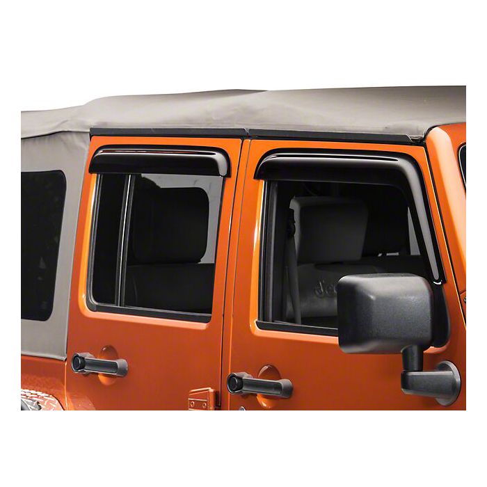 Black Horse Offroad 14-94249 Rain Guards in Smoke for 07-18 Jeep Wrangler JK Unlimited 4 Door