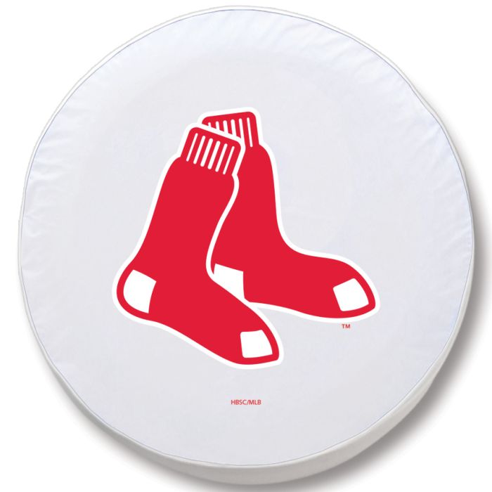Boston Red Sox Tire Cover - Size D10 - (30.75"x10") on White Vinyl