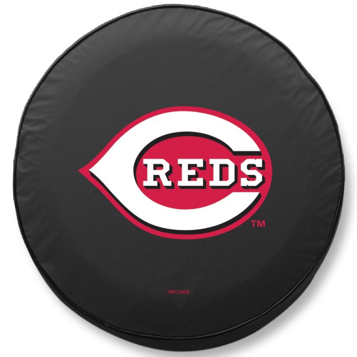 Cincinnati Reds Tire Cover - Size H1 - (37"x12.5") on Black Vinyl