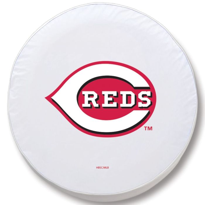 Cincinnati Reds Tire Cover - Size H1 - (37"x12.5") on White Vinyl