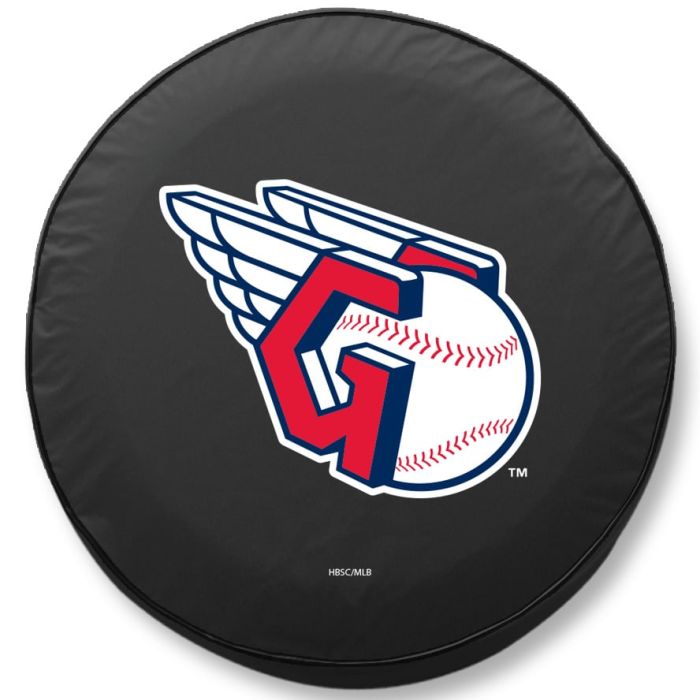 Cleveland Guardians Tire Cover - Size N - (24"x8") on Black Vinyl