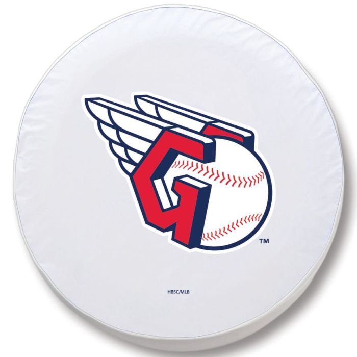 Cleveland Guardians Tire Cover - Size F - (29"x8") on White Vinyl