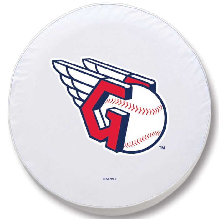 Cleveland Guardians Tire Cover - Size C (31.25"x12") on White Vinyl