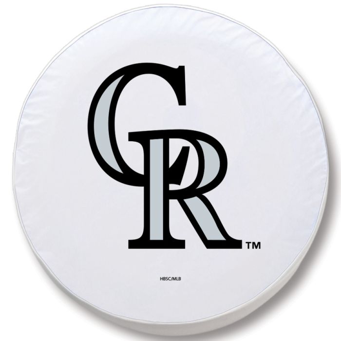 Colorado Rockies Tire Cover - Size Small - (28.5"x8") on White Vinyl