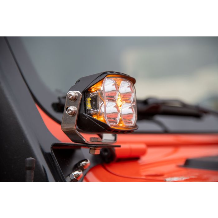 Carnivore J Series 3.5" Aux Pod Light W/Amber with Black Brackets & Wiring Harness