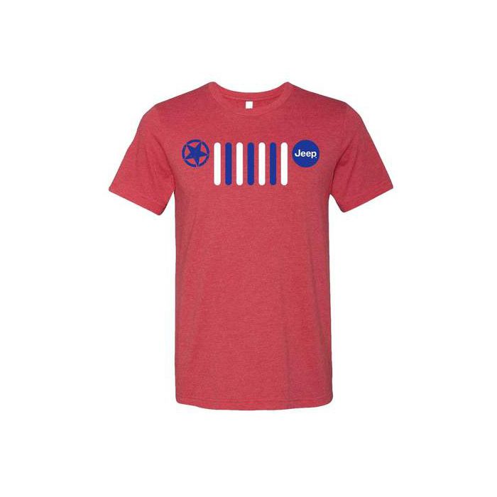 Jeep Merchandise  Mens Red White & Blue Jeep Grille Logo Short Sleeve T-Shirt In Heather 