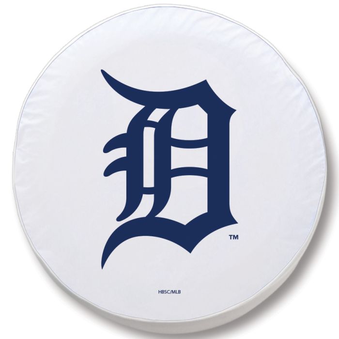 Detroit Tigers Tire Cover - Size E10 - (30"x10") on White Vinyl