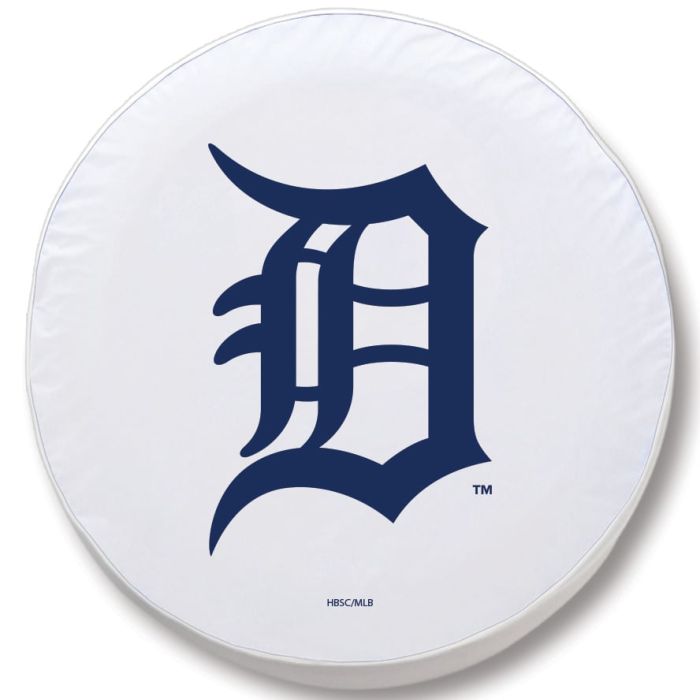 Detroit Tigers Tire Cover - Size D10 - (30.75"x10") on White Vinyl