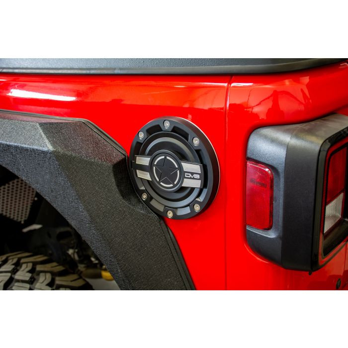 DV8 Offroad D-JL-190004-MIL Aluminum Fuel Door for 18-21 Jeep Wrangler JL