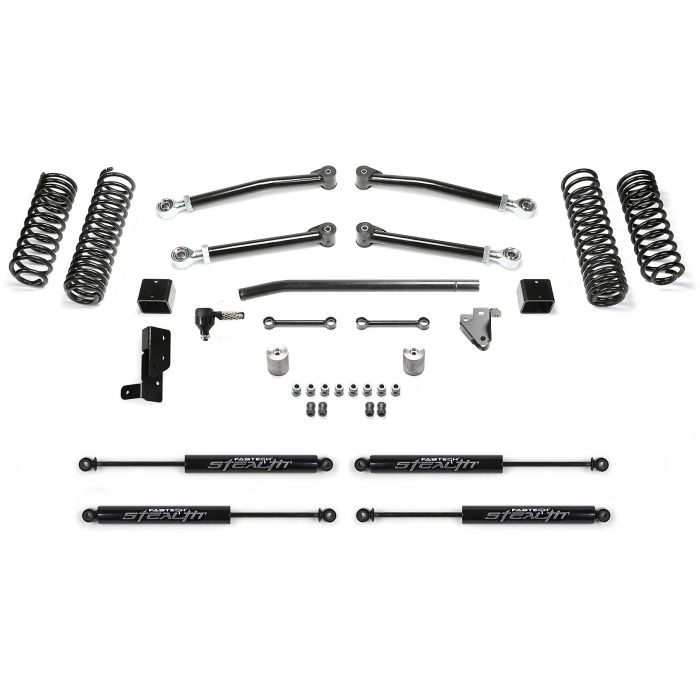 Fabtech  3" Trail System Lift Kit with Stealth Monotube Shocks for 18-23 Jeep Wrangler JL Unlimited