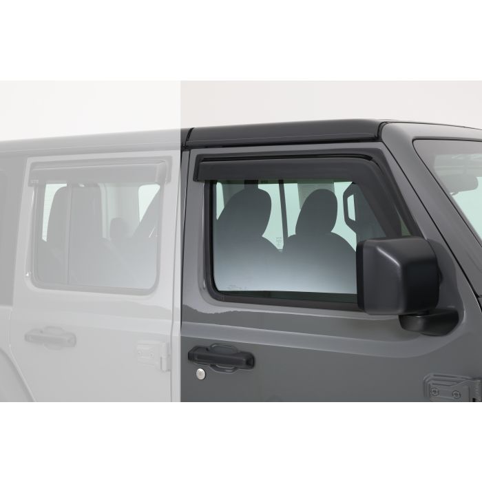 GT Styling 80644S Front Side Window Ventguards 2pc in Smoke for 18-20 Jeep Wrangler JL & Gladiator JT