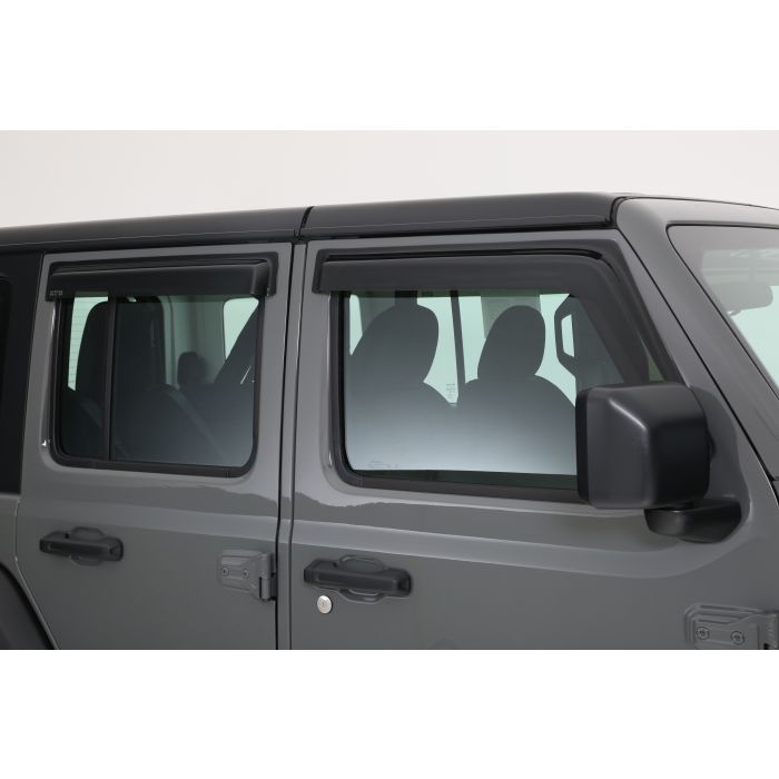 GT Styling 88644S Front & Rear Side Window Ventguards 4pc in Smoke for 18-21 Jeep Wrangler JL Unlimited & Gladiator JT