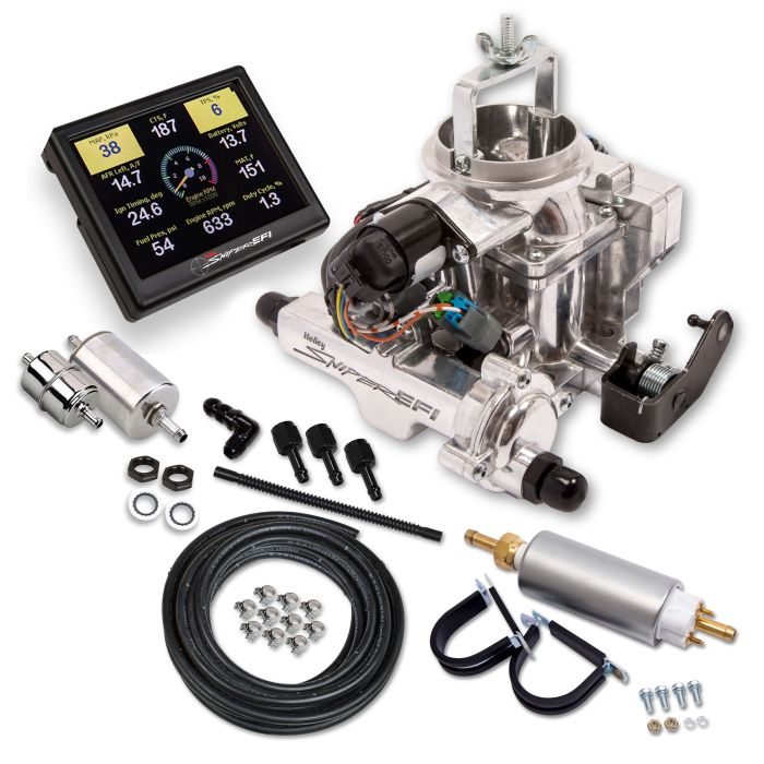 Holley 550-858K Sniper EFI BBD Carburetor Master Kit in Chrome for 71-86 CJ  Jeep Vehicles with 258c.i. 6cyl