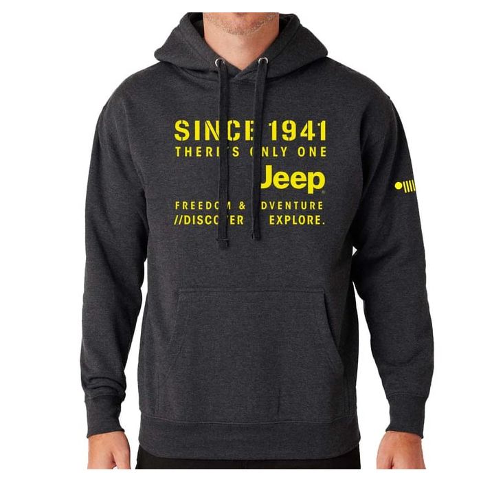 Mens Jeep Stencil Hoodie - Heather Charcoal XL