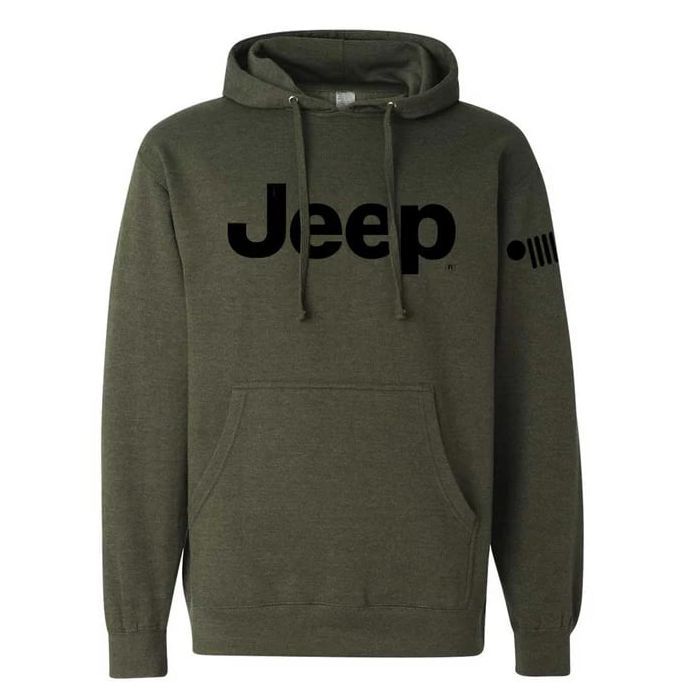 Mens Jeep Text Hoodie - Heather Army Green 4XL